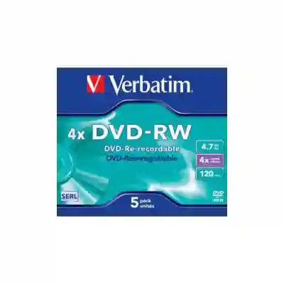 DVD-RW Verbatim 4x, 4.7GB, 5buc, Jewel case