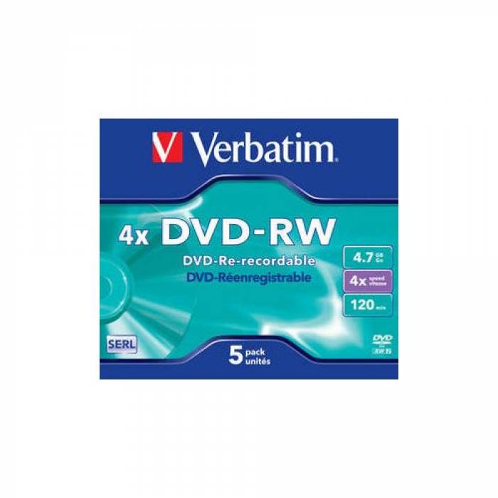 DVD-RW Verbatim 4x, 4.7GB, 5buc, Jewel case