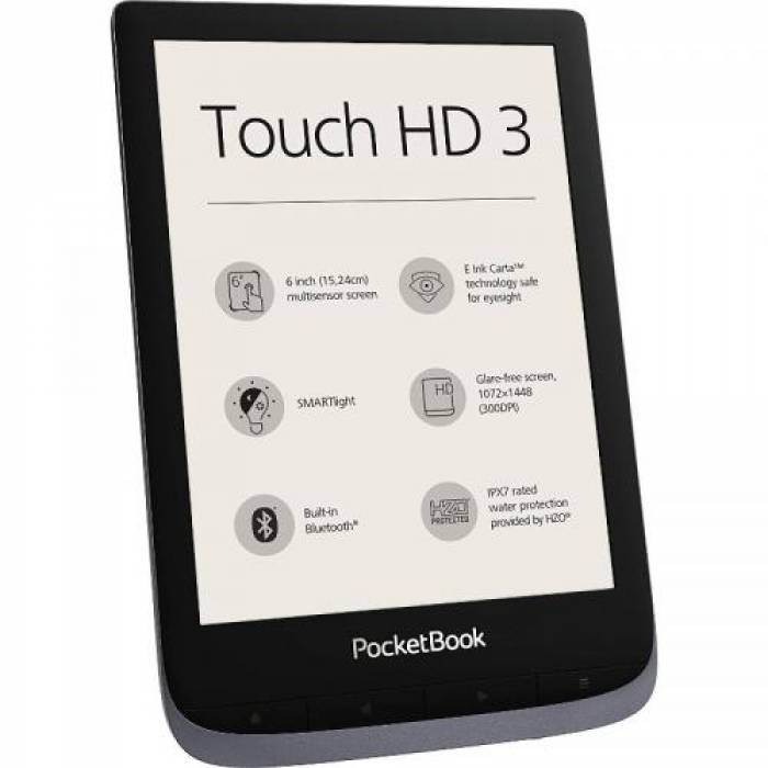 eBook Reader PocketBook Touch HD 3, 6inch, 8GB, Metallic Grey