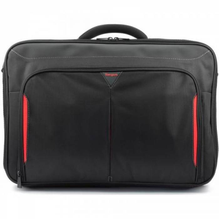 Geanta Targus Classic+ Clamshell Black/Red pentru laptop de 18 inch 
