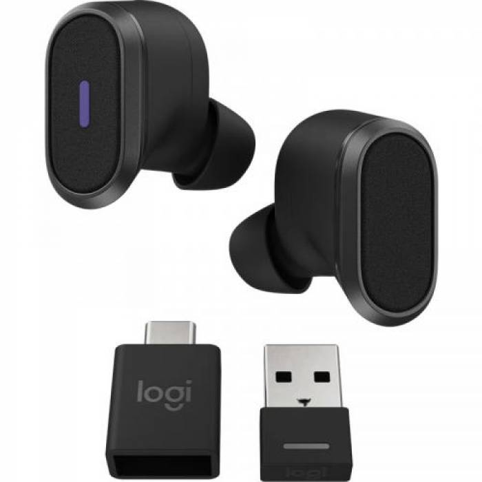Handsfree Logitech Zone True Wireless, Bluetooth/Wireless, Graphite