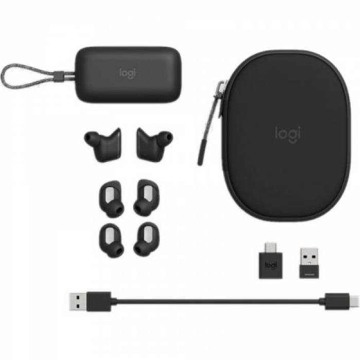 Handsfree Logitech Zone True Wireless, Bluetooth/Wireless, Graphite