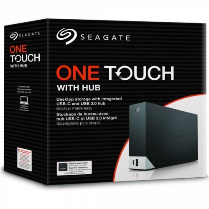 Hard Disk Extern Seagate One Touch + Hub USB 12TB, micro USB-B, Black