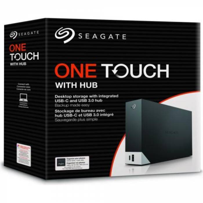 Hard Disk Extern Seagate One Touch + Hub USB 14TB, micro USB-B, Black