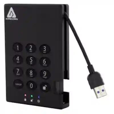 Hard Disk portabil Aegis Padlock 3.0, 500GB, USB 3.0 Tip A, 2.5inch, Black