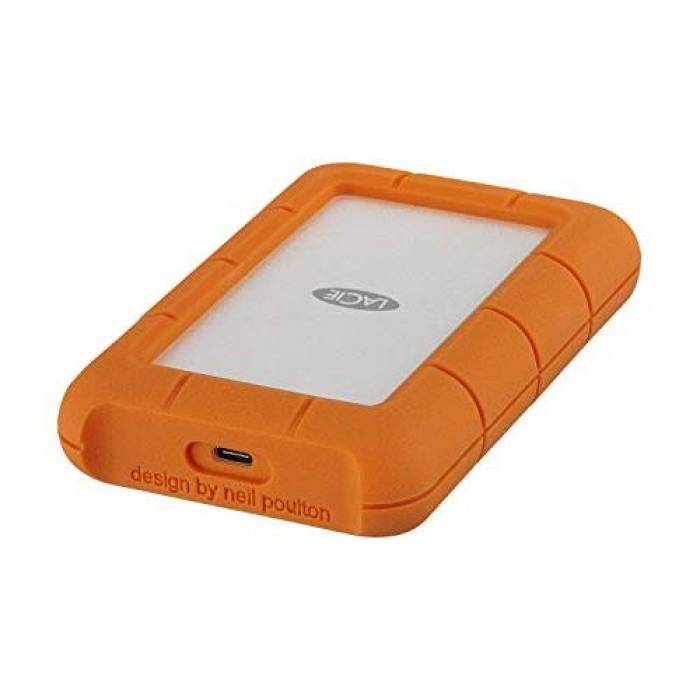 Hard Disk portabil LaCie by Seagate Rugged Secure, 2TB, USB-C, Orange