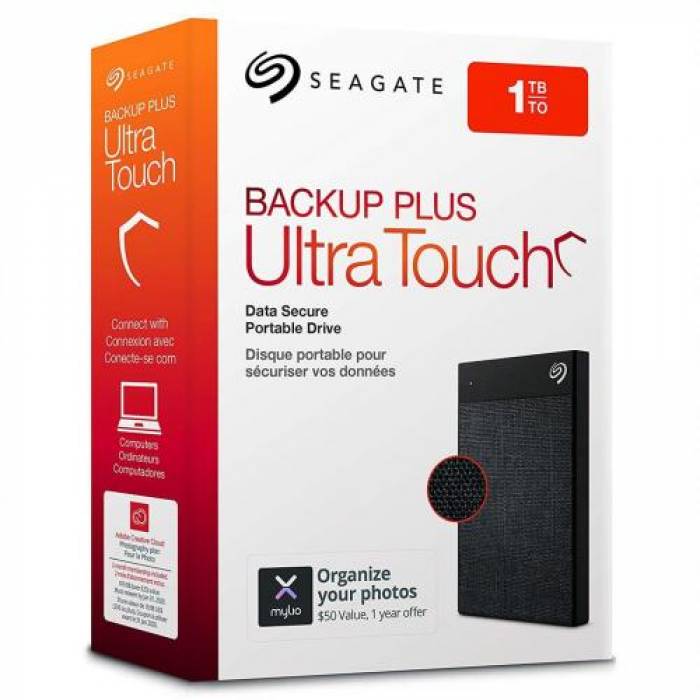 Hard Disk Portabil Seagate Backup Plus Touch, 1TB, USB 3.0, 2.5inch, Black