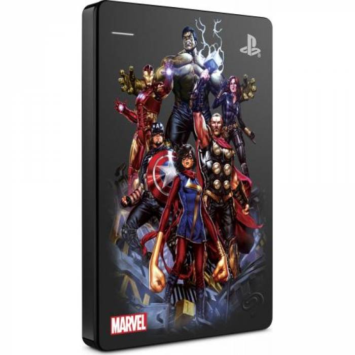 Hard Disk portabil Seagate Game Drive Avengers Assemble Special Edition, 2TB, USB 3.0, 2.5inch, Grey