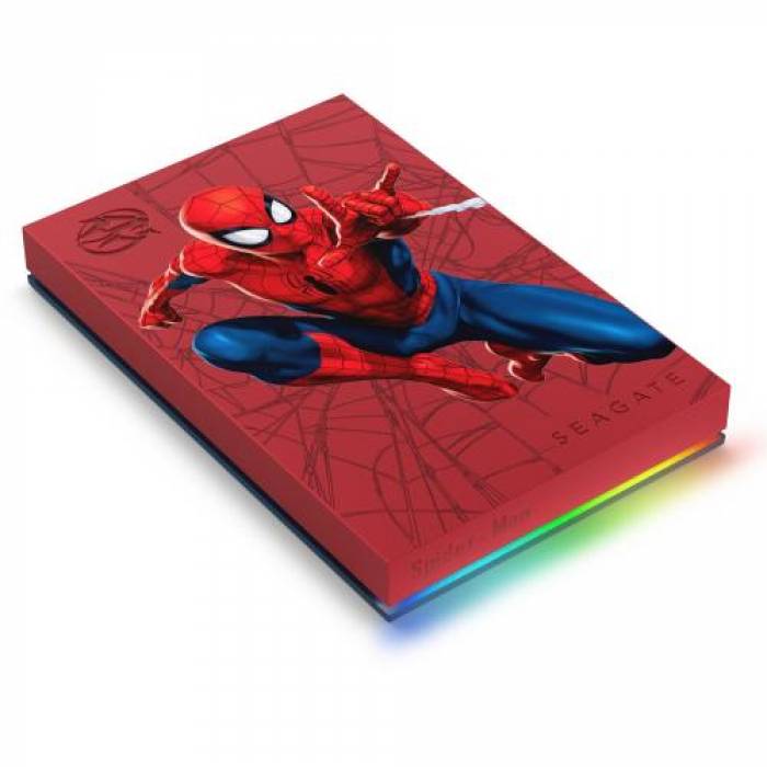 Hard Disk Portabil Seagate Spider-Man Special Edition FireCuda, 2TB, USB 3.0, Red