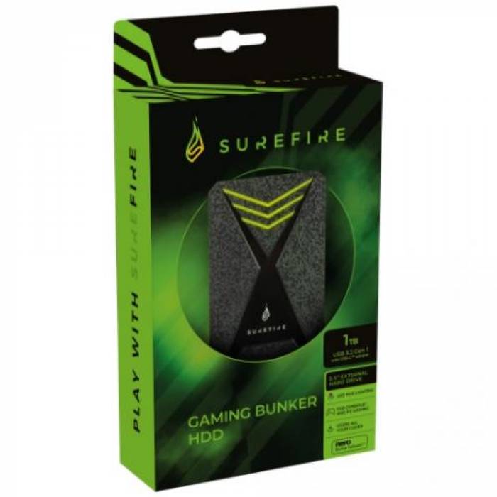 Hard Disk Portabil SureFire by Verbatim Bunker, 1TB, USB 3.0, Black