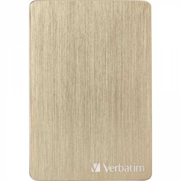 Hard Disk portabil Verbatim Store 'n' Go ALU Slim 1TB, USB 3.0, 2.5inch, Gold