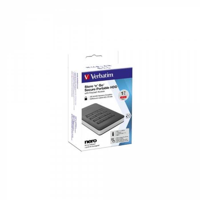 Hard Disk portabil Verbatim Store & Go G1 1TB, USB 3.1, 2.5inch, Black