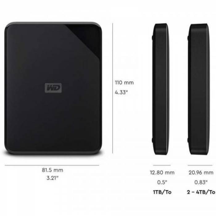 Hard disk portabil Western Digital Elements SE, 1TB, 2.5inch, USB 3.0, Black