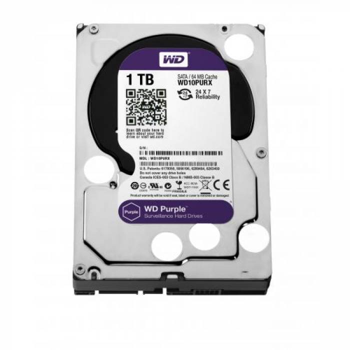 Hard Disk Western Digital Purple 1TB, SATA3, 64MB, 3.5inch