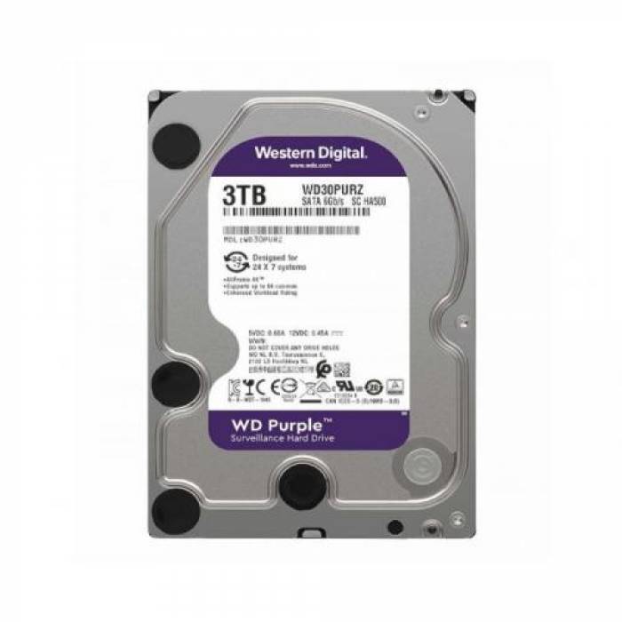 Hard Disk Western Digital Purple 3TB, SATA3, 64MB, 3.5inch