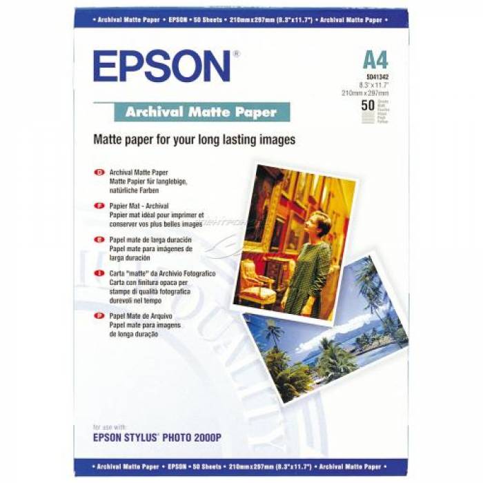 Hartie Foto Epson C13S041342 Archival Matte A4