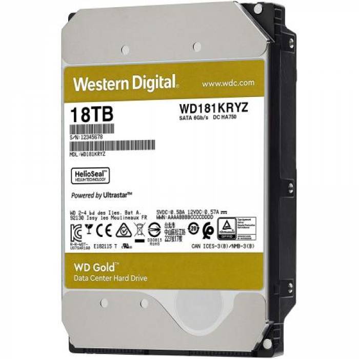 HDD Server Western Digital Gold Enterprise Class, 18TB, SATA, 3.5inch, Bulk