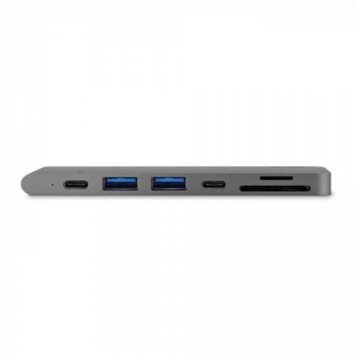 Hub USB Apple iSTYLE Multiport Pro, 2x USB 3.2 gen 1 + 1x HDMI + 2x USB-C + 1x SD Card, Grey