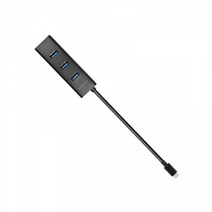 Hub USB Axagon HUE-S2C, 4x USB 3.2 gen 1, Black