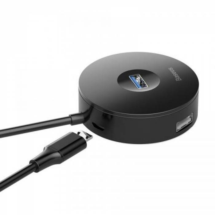 Hub USB Baseus Round Box, 1x USB 3.2 gen 1, 3x USB 2.0, Black