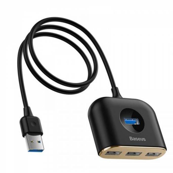 Hub USB Baseus Square Round 4in1, 3x USB 2.0, 1x USB 3.2 gen 1, Black 