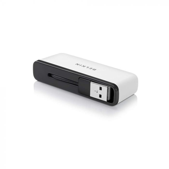 Hub USB Belkin Travel, 4x USB 2.0, Black-White