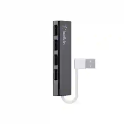 Hub USB Belkin Ultra-Slim Travel, 4x USB 2.0, Black