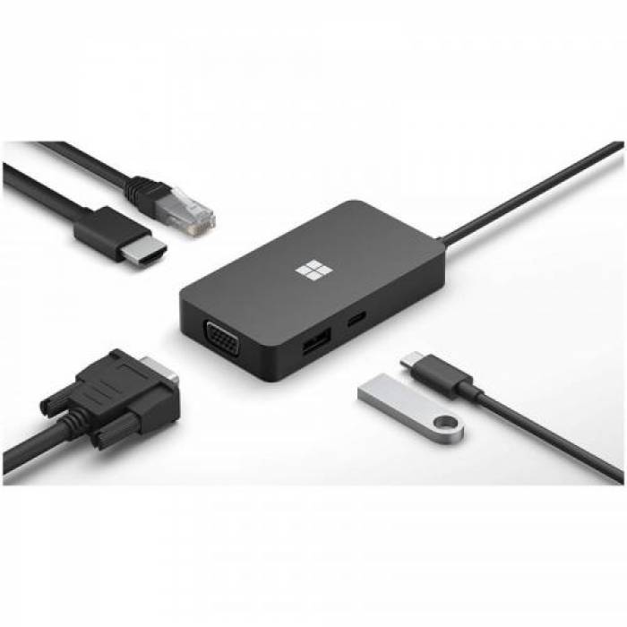 Hub USB-C Microsoft Travel, 1x USB 3.0, Black