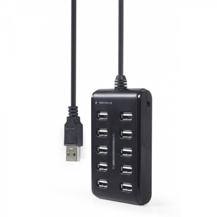 Hub USB Gembird UHB-U2P10P-01, 10x USB 2.0, Black