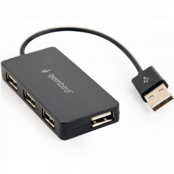 HUB USB Gembird UHB-U2P4-04, 4x USB 2.0, Black