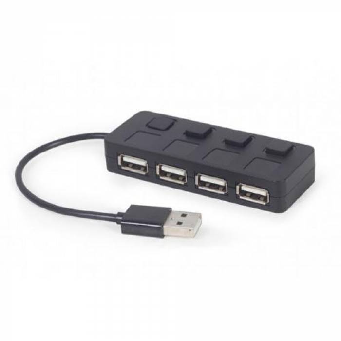 Hub USB Gembird UHB-U2P4-05, 4x USB 2.0, Black