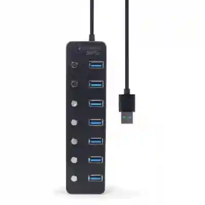 Hub USB Gembird UHB-U3P7P-01, 7x USB 3.2 gen 1, Black