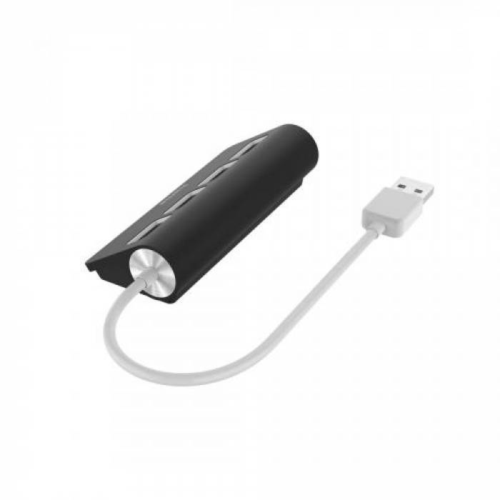 Hub USB Hama 00200119, 4x USB 2.0 Tip A, Black-White