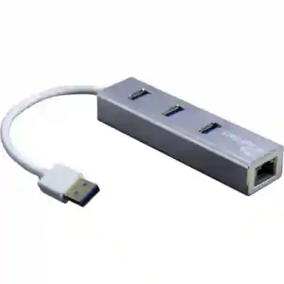 Hub USB Inter-Tech Argus IT-310-S, 3x USB 3.2 gen 1 + 1x RJ45, Silver