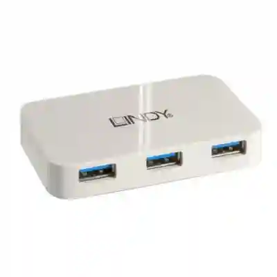 Hub USB Lindy LY-43143, 4x USB 3.0, White