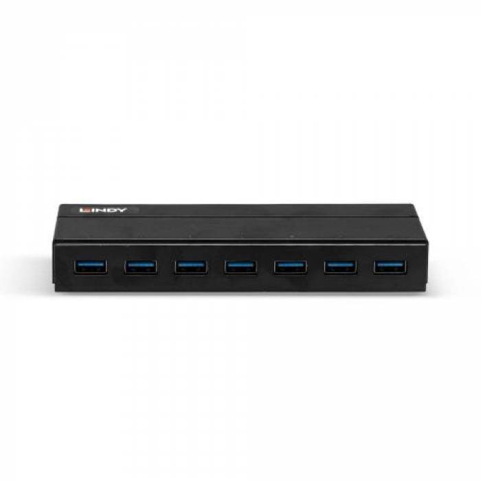 Hub USB Lindy LY-43228, 7x USB 3.2 gen 1, Black