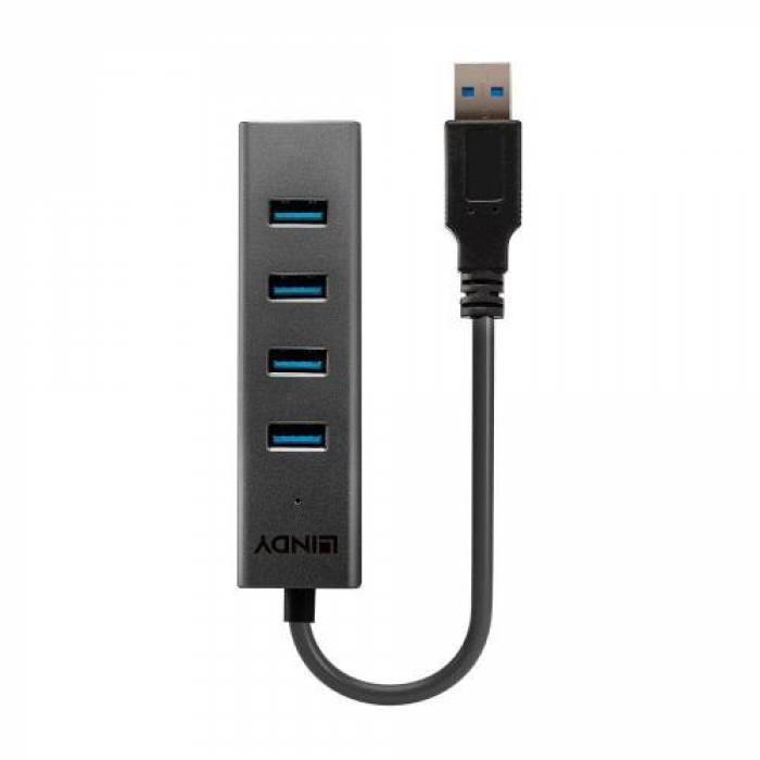 Hub USB Lindy LY-43324, 4x USB 3.2 gen 1, Black