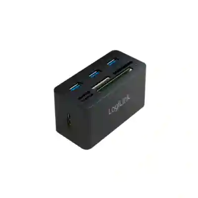 Hub USB Logilink CR0042, 3x USB 3.2 gen 1 + Card reader combo, Black