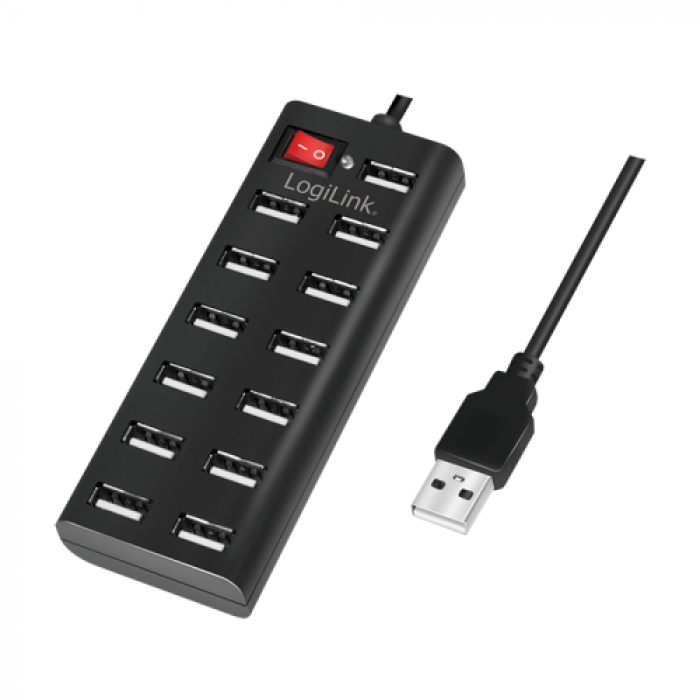 Hub USB Logilink UA0126, 13x USB 2.0, Black