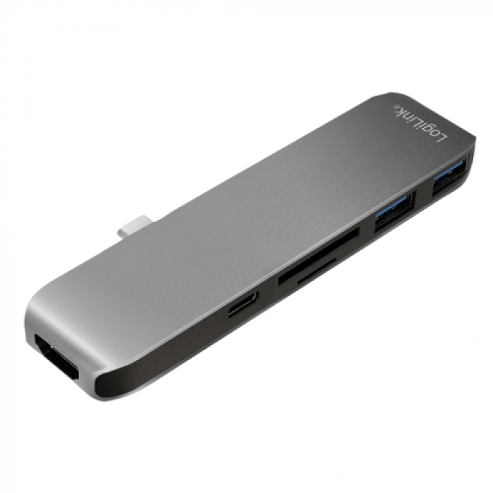 Hub USB Logilink UA0301, 2x USB 3.2 gen 1 + 1x USB-C + 1x HDMI + Card Reader, Grey Hub USB Logilink UA0301, 2x USB 3.2 gen 1 + 1x USB-C + 1x HDMI + Card Reader, Grey