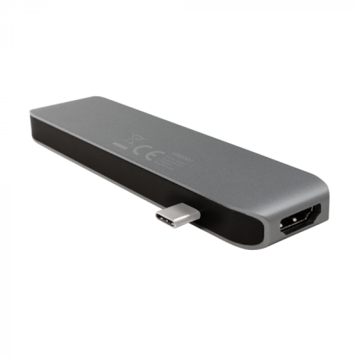 Hub USB Logilink UA0301, 2x USB 3.2 gen 1 + 1x USB-C + 1x HDMI + Card Reader, Grey Hub USB Logilink UA0301, 2x USB 3.2 gen 1 + 1x USB-C + 1x HDMI + Card Reader, Grey