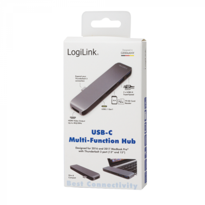 Hub USB Logilink UA0301, 2x USB 3.2 gen 1 + 1x USB-C + 1x HDMI + Card Reader, Grey Hub USB Logilink UA0301, 2x USB 3.2 gen 1 + 1x USB-C + 1x HDMI + Card Reader, Grey