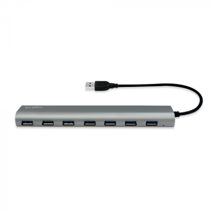 Hub USB Logilink UA0308, 7x USB 3.0, Grey