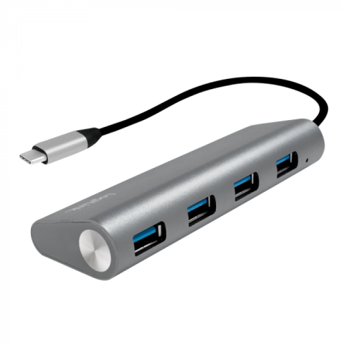 Hub USB Logilink UA0309, 4x USB 3.2 gen 1, Grey