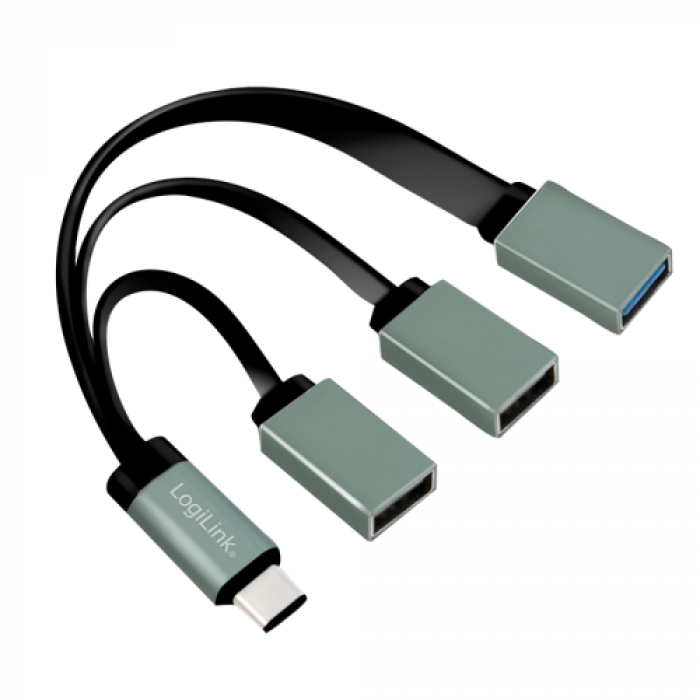 Hub USB Logilink UA0315, 1x USB 3.2 gen 1 + 2x USB 2.0, Black