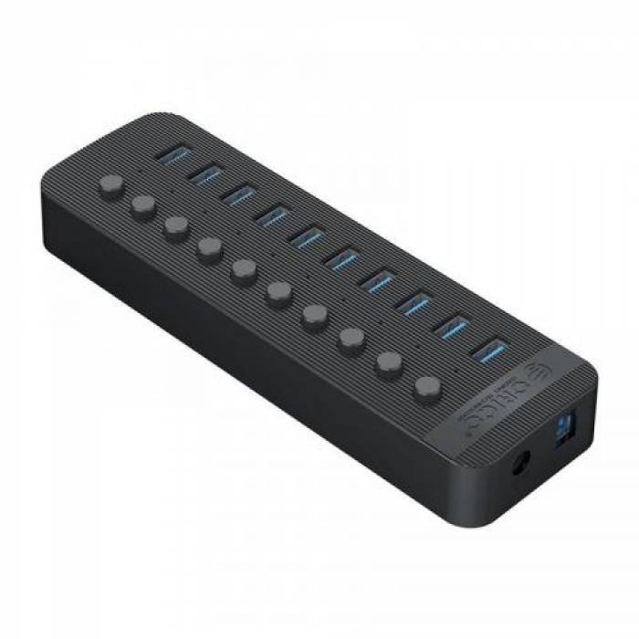 HUB USB Orico CT2U3-10AB, 10x USB 3.2 Gen 1, Black