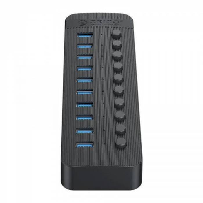 HUB USB Orico CT2U3-10AB, 10x USB 3.2 Gen 1, Black