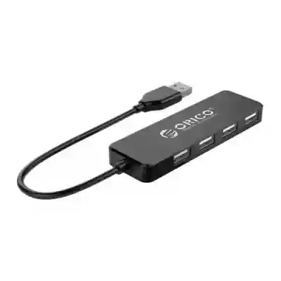 HUB USB Orico FL01, 4x USB 2.0, 0.3m, Black