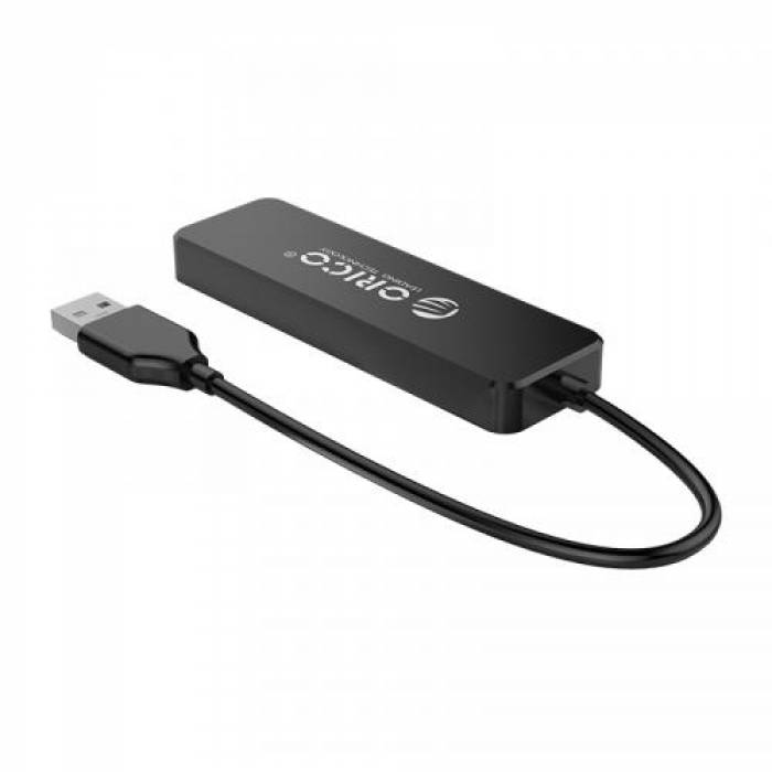 HUB USB Orico FL01, 4x USB 2.0, 0.3m, Black