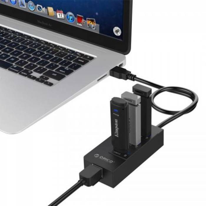 Hub USB Orico HR01-U3 PRO, 3x USB 3.2 Gen 1 + 1x RJ45, Black